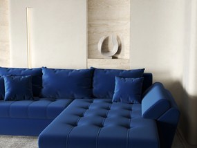 Colțar extensibil dumonde cu ladă de depozitare si sezut confortabil din spuma high-density, Loana Royal Blue II 270x185 cm