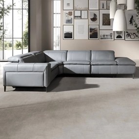 Coltar 5 locuri, Functia Relax, Sezlong Dreapta, Cowhide gri