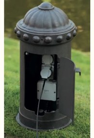 Stalp cu doua prize pentru exterior din fier forjat, inaltime 53cm AL 6858