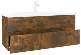 Dulap chiuveta bazin incorporat stejar fumuriu lemn prelucrat Stejar afumat, 100 x 38, fara oglinda