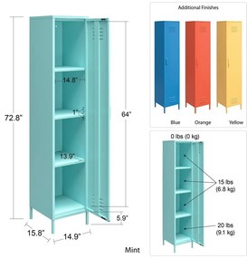 Dulap metalic albastru deschis 38x185 cm Cache - Novogratz