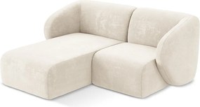 Colțar bej cu tapițerie din chenille (cu colț pe partea stângă/cu șezlong) Lani – Makamii