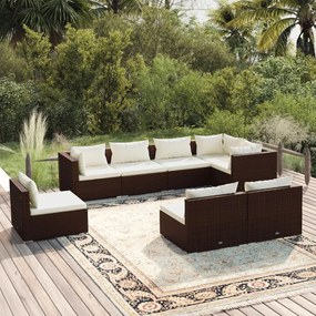 3102546 vidaXL Set mobilier de grădină cu perne, 8 piese, maro, poliratan