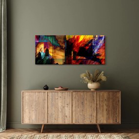 Tablou - Oraș colorat, abstracție (120x50 cm)