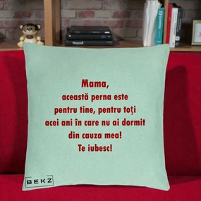 Cadou pentru Mama - Perna Personalizata Perna pentru Mama, 40x40 cm, Verde Menta, Husa Detasabila, Perna Inclusa, BEKZ®
