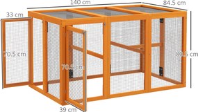 PawHut Coteț pentru 1-3 găini, cadru din lemn, plasă din oțel, design extensibil, bare de așezare din lemn, Portocaliu | Aosom Romania