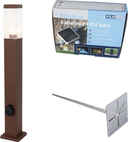 Lampă de exterior Maro ruginiu cu țăruș de sol și presetupe 80cm Inclusiv dulie IP44 - Malios