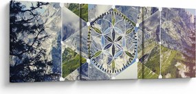 Tablou - Model geometric (cu ceas) (90x30 cm)