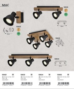 Plafoniera 4 spoturi design industrial metalica MAC negru 5905 RX