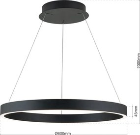 Lustra LED circulara iluminat sus si jos KOLK negru 60cm