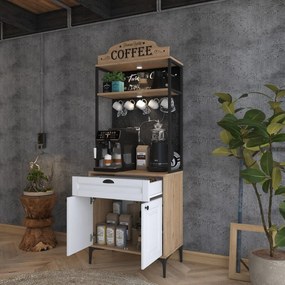 Dulap multifunctional, Hanah Home, JE157, 70x186.4x40 cm, Nuc/Alb