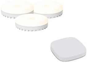 Set de 3 becuri LED inteligente GX53, reglabile, RGB, 9W, 806LM, 2700K-6500K, incl. Hub inteligent Zigbee