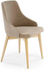 Scaun rotativ MALAGA, bej/stejar, stofa clasica/lemn, 50x53x79 cm