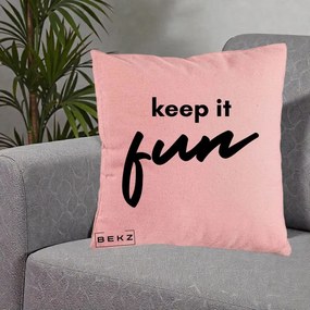 Perna Decorativa Keep It Fun, 40x40 cm, Roz, Husa Detasabila, Perna Inclusa, BEKZ®