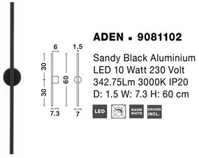 Aplica de perete LED design liniar Aden 60cm