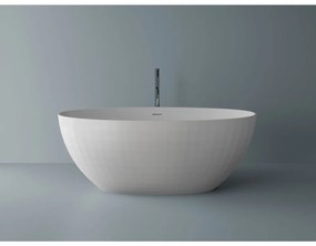 Cada freestanding compozit Marmite Lima, 167 x 83 cm, ovala, alb lucios