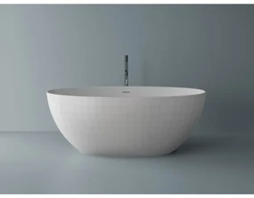 Cada freestanding compozit Marmite Lima, 167 x 83 cm, ovala, alb lucios