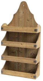 Etajera din lemn, cu 4 rafturi, aspect rustic
