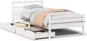 vidaXL Cadru pat fără saltea, alb, 100x200 cm, lemn masiv pin