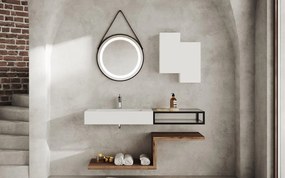 Oglindă lemn masiv cu iluminare LED si acționare touch 60 cm