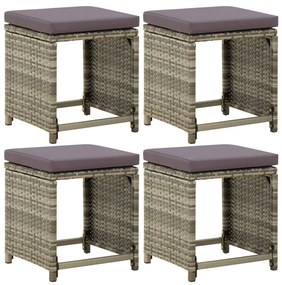 vidaXL Taburete de grădină cu perne, 4 buc., gri, poliratan