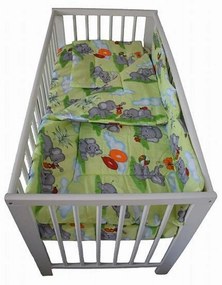 Lenjerie Patut Bebe NOVOKIDS™ din BUMBAC 100% , 3 Piese, Dimensiune Universala, PILOTA INCLUSA, Model Elefant, Verde