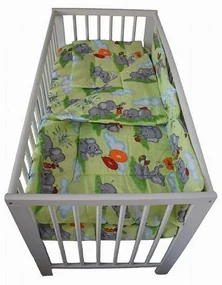 Lenjerie Patut Bebe NOVOKIDS™ din BUMBAC 100% , 3 Piese, Dimensiune Universala, PILOTA INCLUSA, Model Elefant, Verde