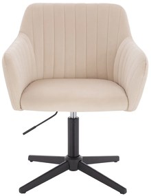 HR190CROSS Scaun Crem din Catifea cu Bază Neagră