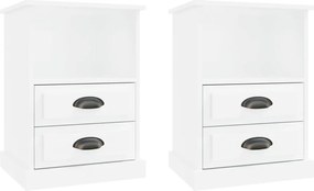 vidaXL Noptiere, 2 buc., alb extralucios, 43x36x60 cm