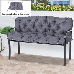 Outsunny Pernă pentru Scaun și Spătar pentru Bancă de Grădină leagăn canapea 2 Locuri Mare Confort 132 x 110 x 10 cm Gri | Aosom Romania