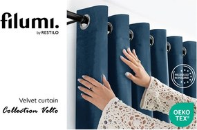 Draperie albastră dimout (semi-opacă) din catifea 200x300 cm Velto – Filumi