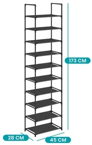 Suport pentru pantofi cu 10 niveluri 45x28x173cm