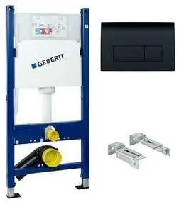 Set rezervor incastrat si cadru, Geberit Duofix, cu clapeta Delta 50 negru lucios si set de fixare, 458.128.DW.1