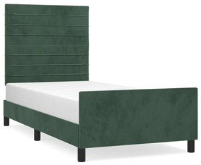 3125797 vidaXL Cadru de pat cu tăblie, verde închis, 90x200 cm, catifea