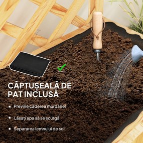 Outsunny Jardinieră din Lemn cu Suport pentru Plante și Orificii de Drenaj, 76x33x177 cm, Natural | Aosom Romania