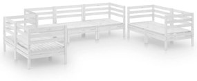 3082593 vidaXL Set mobilier de grădină, 7 piese, alb, lemn masiv de pin