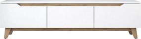 Comoda TV, alb/stejar, PAL, 180x35x49 cm