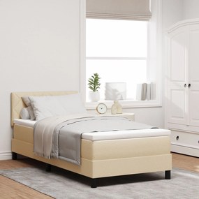 vidaXL Pat cu arcuri și saltea crem 90x200 cm Țesătură