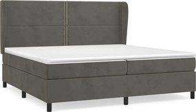 vidaXL Pat box spring cu saltea, gri închis, 200x200 cm, catifea