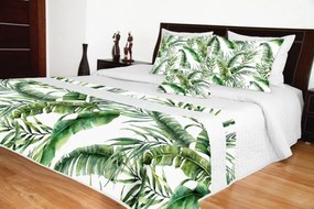 Cuvertură albă pentru pat dublu cu model natural Lăţime: 170 cm | Lungime: 210 cm