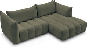 Colțar verde cu tapițerie din țesătură bouclé (cu colț pe partea dreaptă/cu șezlong) Azra – Bobochic Paris