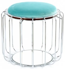 Taburet tapitat/masuta de cafea rotund/a Comfortable 50x50x45 cm albastru deschis