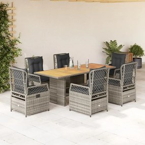 3262930 vidaXL Set mobilier de grădină cu perne, 7 piese, gri, poliratan