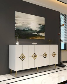 Consola, Hanah Home, Robber KB150, 150x75x35 cm, Alb/Auriu