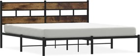 vidaXL Cadru pat metalic fără saltea, stejar fumuriu, 200x200 cm
