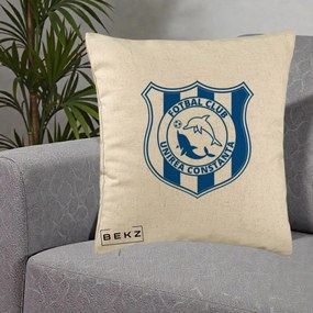 Perna Personalizata FC Unirea Constanta Fotbal, 40x40 cm, Bej, Husa Detasabila, Perna Inclusa, BEKZ®