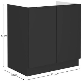 Dulap inferior chiuvetă Sobera 80 ZL 2F BB (negru) . 1096979
