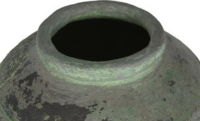 Vas decorativ amforă din teracotă, verde vintage, piesă unicat vintage, 65 x 65 x 72 cm, „Creta"