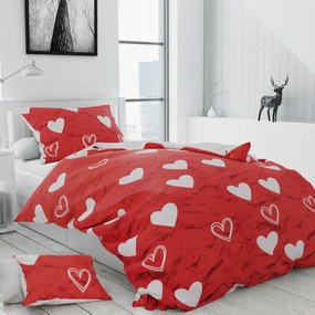 Lenjerie de pat din bumbac rosu ROSSO + husa de perna 40 x 50 cm gratuit