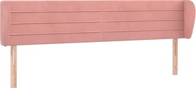 vidaXL Tăblie de pat cu aripioare roz 203x23x78/88 cm catifea